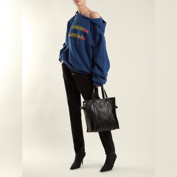 Balenciaga Tops - Balenciaga Persian Blue Oversized Logo Hoodie